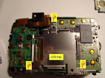 removing lcd tray on digital camera