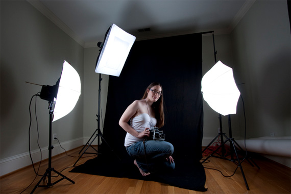 photography studio strobe lighting. "Self Portrait in My Studio" captured by 