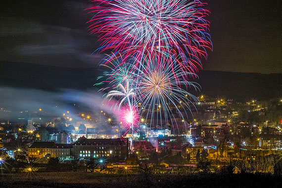 city scape fireworks