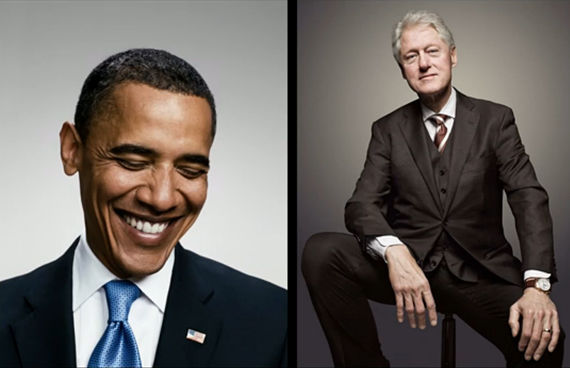 Presidents Barack Obama and Bill Clinton photo