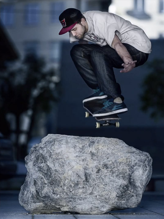 action shot skateboarder