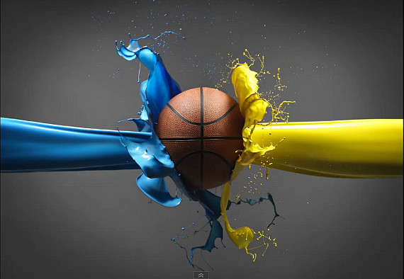 colorful paint high speed basketball photography