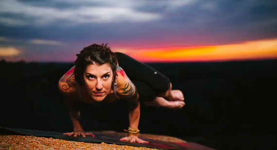 yoga photo shoot at sunset