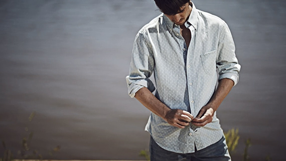 man wearing polka dot polo