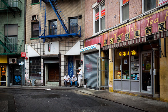 "Three Cooks, Doyer’s Street, Chinatown" captured by James Maher.