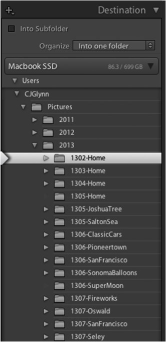 using organizational structures in lightroom