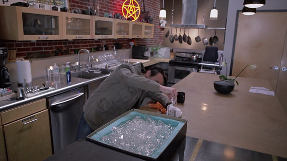 Grimm uses acrylic ice cubes rather than actual ice cubes.