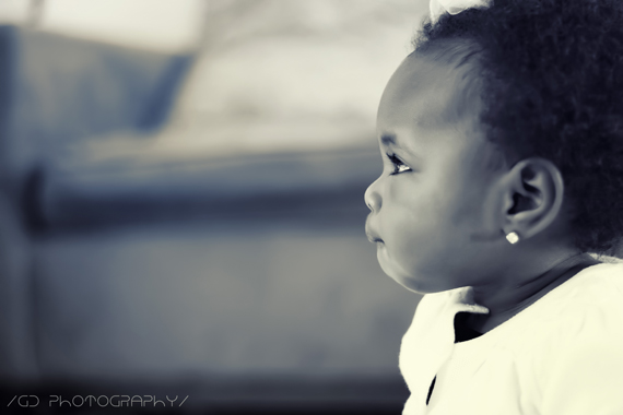 black-and-white baby portrait