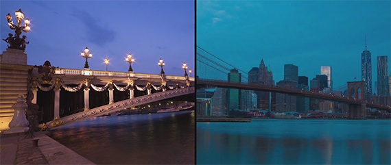 new york paris timelapse diptych