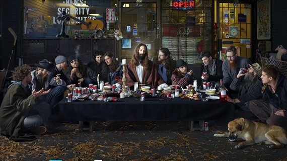 Jesus in a suburban last supper.