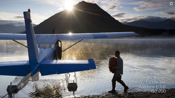 magic hour shot of a float plane