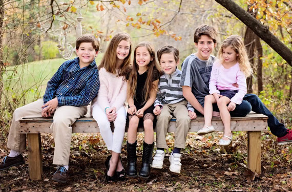 children on a bench