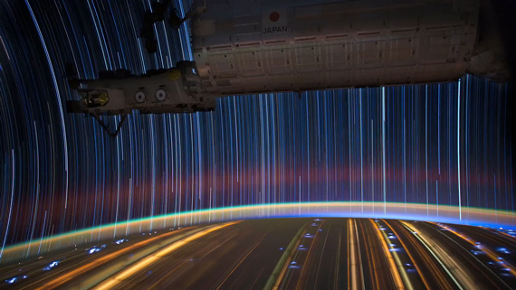 star and city trails from outer space