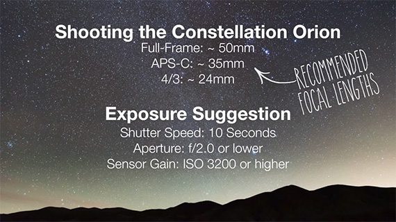 gear and settings for shooting constellations