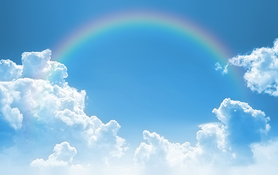 rainbow in blue sky