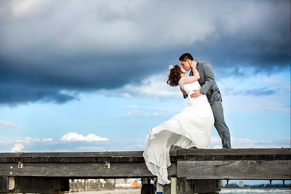 wedding portrait with stormy sky