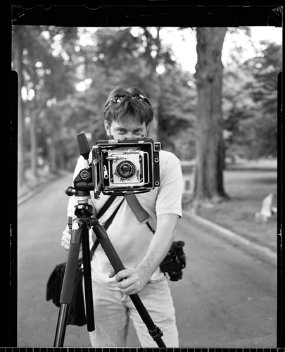 photographer with 4x5 film camera