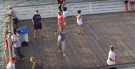 drone caught by fishing pole