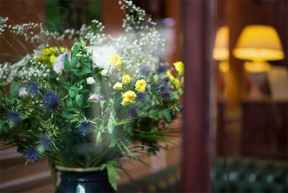 flower window reflection