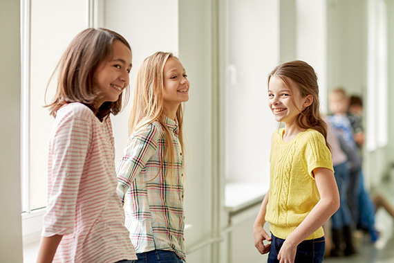 children waiting in line for school pictures