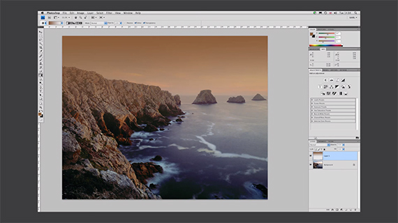 photoshop gradient tool, landscape photo editing