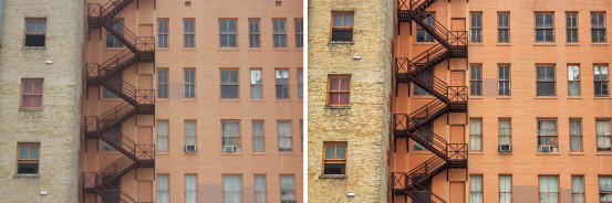 before after orange building cityscape