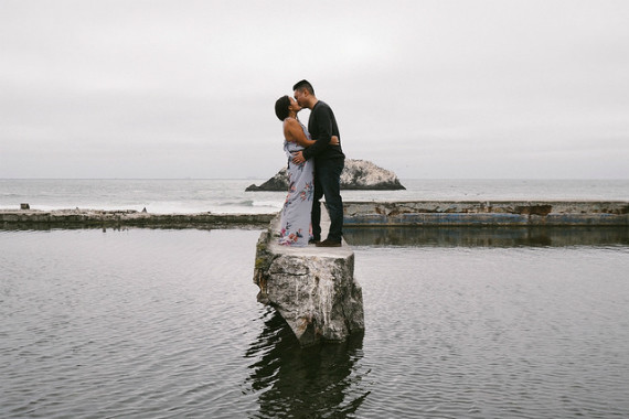 couple, water, canal, engagement