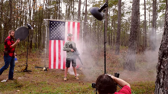 setting up a outdoor portrait photo session