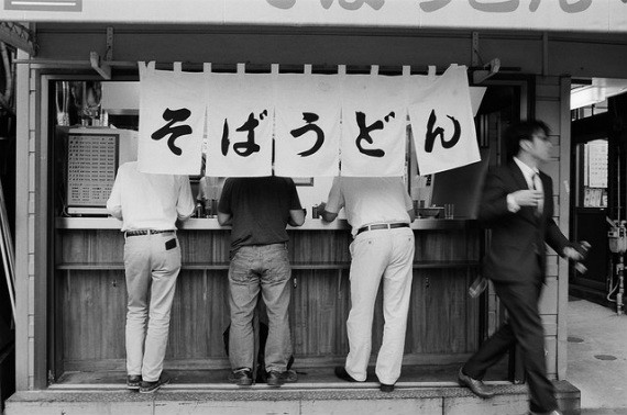 tokyo, men, street, food, black, white