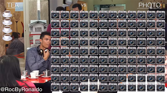 Cristiano Ronaldo at a tea store