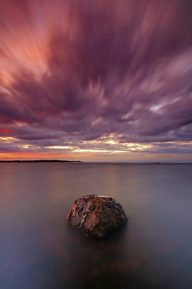 still, rock, sky, long, exposure, purple