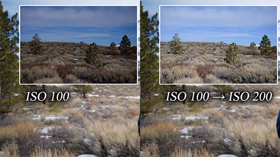 exposure adjustment by changing ISO