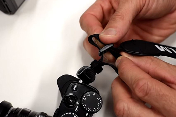 install camera strap attach