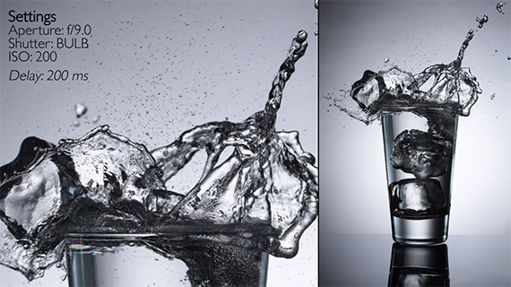 photographing a glass with ice