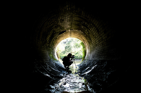 low tripod in tunnel