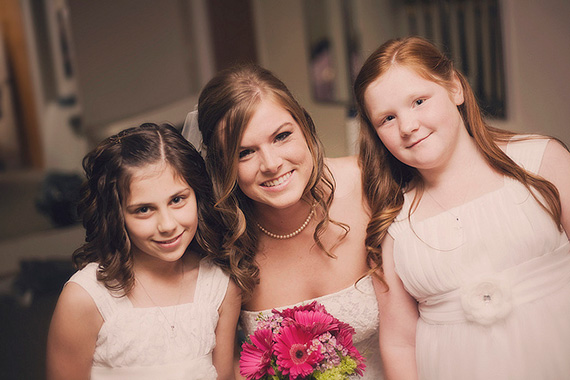 bride and flower girls