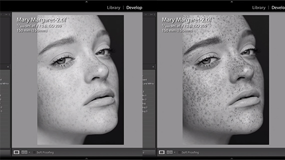 Enhancing freckles in Lightroom