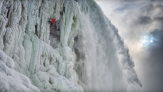 ice climbing environmental portrait