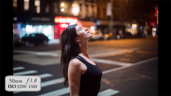 portrait lighting at night