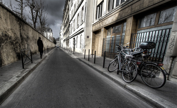 man and bicycles