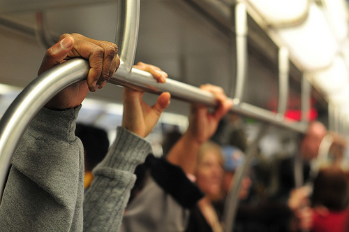 candid photo on the subway