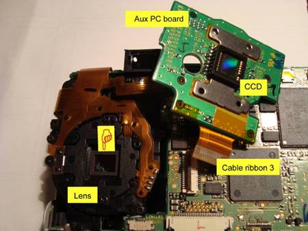 auxiliary board carrying ccd sensor on camera
