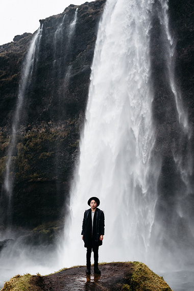 waterfall portrait