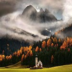 Interesting Photo of the Day: Italian Dolomites Church in Autumn