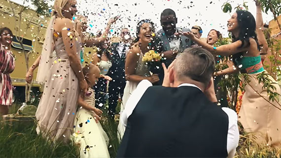 low angle wedding shot