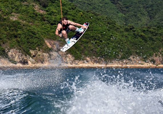 Motion photography, wake boarding, Hong Kong