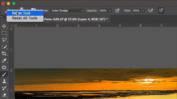 Photoshop tool reset
