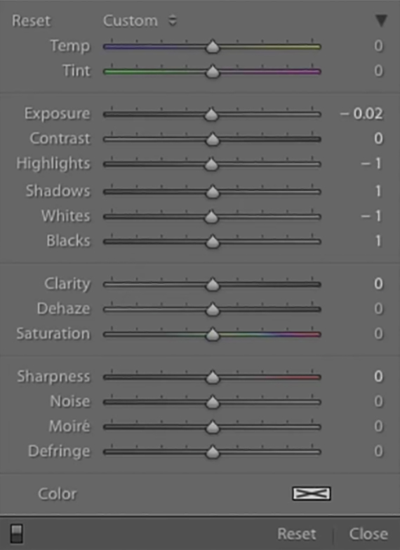 how to use sliders in lightroom