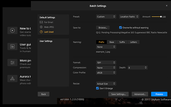 how to batch process in luminar