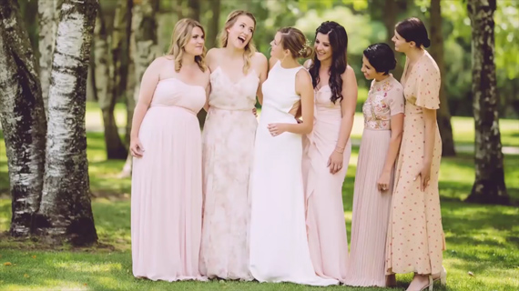 bride with bridesmaids